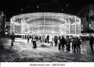 MELBOURNE, AUSTRALIA - June 1, 2014: The Light In Winter Festival At Federation Square Featured The 