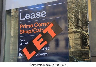 MELBOURNE AUSTRALIA - JUNE 30, 2017: Real Estate For Lease Sign For Commercial Property. 