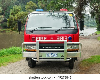 Melbourne, Australia - June 5, 2016: Country Fire Authority Fire Truck By The Banks Of The Yarra River In Warrandyte. The CFA Is A Volunteer And Professional Fire Brigade For Non-metropolitan Victoria