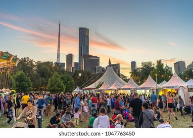 Melbourne, Australia - Mar 13, 2016: People Crowds At The Annual Moomba Festival