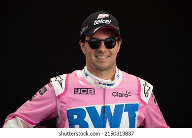 Melbourne, Australia - March 12 2020: Sergio Pérez Of BWT Racing Point F1 Team At The Driver Portrait Session At The 2020 Formula 1 Australian Grand Prix