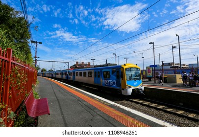MELBOURNE, AUSTRALIA - MARCH 16, 2018 : Metro Trains Melbourne At Brighton Beach Station.