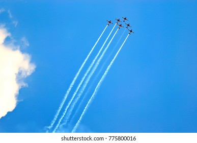 Melbourne, Australia - March 20, 2016: Flying Display And Aerobatic Show At Formula 1 Australian Grand Prix.