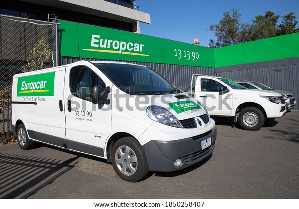 Melbourne,\
Australia: March 21, 2018: Europcar Hire - a global leader in car\
rental and you can hire a car or a commercial van from any one of\
nearly 4000 rental locations worldwide.\
