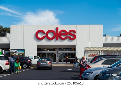 MELBOURNE, AUSTRALIA - March 22, 2015: Coles Supermarkets is owned by Wesfarmers and operates more than 700 stores throughout Australia, such as this supermarket in East Doncaster.