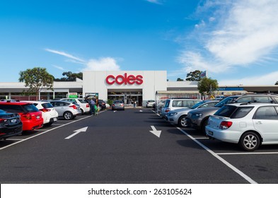 MELBOURNE, AUSTRALIA - March 22, 2015: Coles Supermarkets is owned by Wesfarmers and operates more than 700 stores throughout Australia, such as this supermarket in East Doncaster.