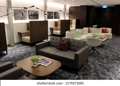 MELBOURNE, AUSTRALIA – MARCH 26 2018: American Express Opens A New Private Lounge For Its Customers At Melbourne Airport. Travellers From Around The World Can Visit Using Their AMEX Card.