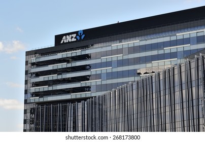 MELBOURNE, AUSTRALIA - March 4, 2015: ANZ Bank Headquarters In Docklands On The Yarra River. ANZ Is One Of The Four Largest Bank In Australia.