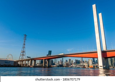 Melbourne, Australia - May 17, 2019: Perspective View Of The Bolte Bridge On The Yarra River. The Is One Of The Major Citylink Toll Road (M2) In And Out Of The Central Business District (CBD).