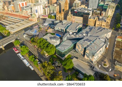 Melbourne, Australia - Nov 22, 2020: Aerial Photo Of Federation Square In Melbourne CBD