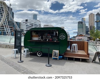 Melbourne, Australia- Nov.23, 2019: A Vintage Trailer Foodtruck Or Food Truck Taken In Melbourne, Victoria, Australia  On Nov.23, 2019.