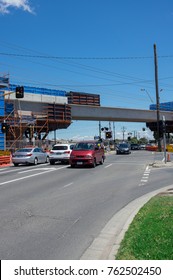 Melbourne, Australia - November 19, 2017: Construction Of The Skyrail Metro Train Grade Separation Project At The Centre Road Level Crossing In South Clayton.