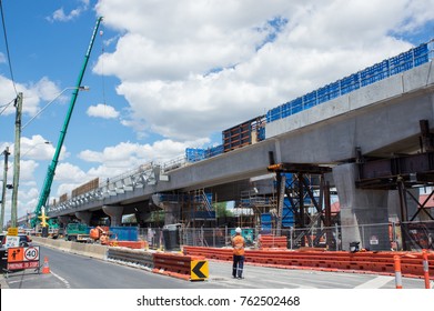 Melbourne, Australia - November 19, 2017: Construction Of The Skyrail Metro Train Grade Separation Project At The Clayton Road Level Crossing In Clayton.