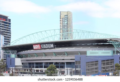 MELBOURNE AUSTRALIA - NOVEMBER 30, 2018: Marvel Stadium In Melbourne Australia