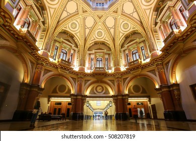 MELBOURNE, AUSTRALIA - October 31, 2016: Melbourne's iconic 333 Collins Street building with impressive dome and hallway