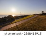 MELBOURNE, AUSTRALIA - SEPT 29, 2023: The famous and popular Point Ormond Lookout in Elwood Park and Foreshore Reserve on a sunny spring afternoon in Melbourne, Victoria, Australia