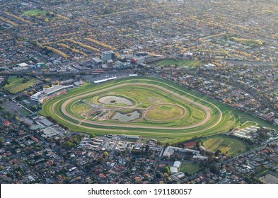 MELBOURNE, AUSTRALIA - SEPTEMBER 15, 2013: Aerial View Of Caulfield Racecourse, Venue Of The Caulfield Cup Horse Race.