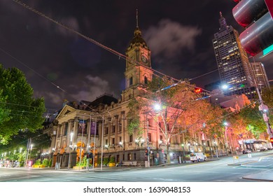 Melbourne, Australia, Town Hall At Night.