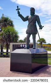 Melbourne Beach, Florida USA - September 17, 2022: Juan Ponce De Leon Statue At Landing Site.                          