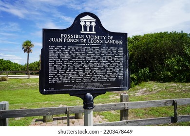 Melbourne Beach, Florida USA - September 17, 2022: Historic Shoreline Park And Juan Ponce De Leon Landing Site .                          