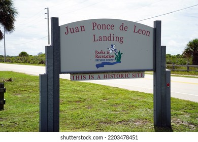 Melbourne Beach, Florida USA - September 17, 2022: Historic Shoreline Park And Juan Ponce De Leon Landing Site .                          