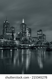 Melbourne City At Night,toned Picture