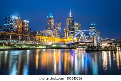 Melbourne City One Of The Most Liveable City In The World During Night Life, Australia.