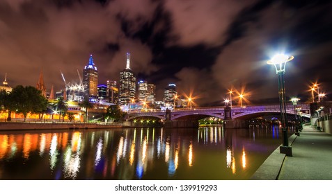 Melbourne City Skyline At Night