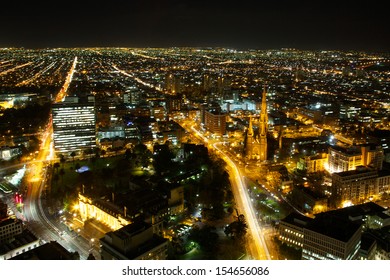 Melbourne City Skyline At Night