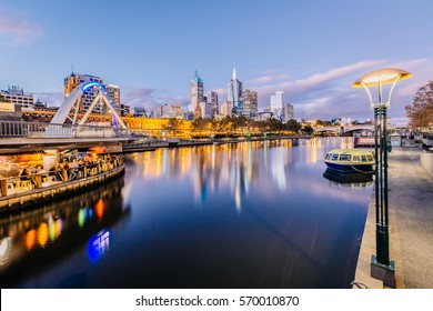 Melbourne City And The Yarra River At Night