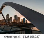 Melbourne cityscape framed by the Evan Walker Pedestrian