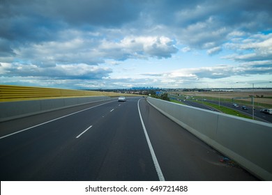 Melbourne Cityscape From A Freeway Overpass