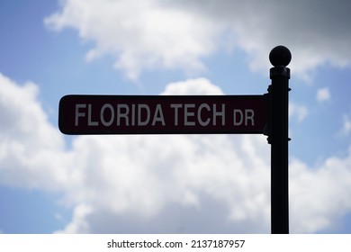  Melbourne, Florida USA - March 19, 2022: Street Sign For Florida Institute Of Technology.                                 