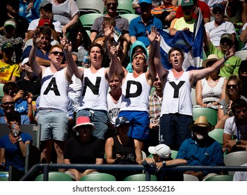 MELBOURNE - JANUARY 17: Andy Murray Fans At The 2013 Australian Open On January 17, 2013 In Melbourne, Australia.