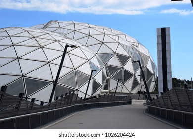 Melbourne, January 2018 - Detail Of AAMI Park Stadium, Home To Melbourne Storm, Victory, City And Rebels. Located At Olympic Park, Near Hisense, Rod Laver Arena, And Melbourne Cricket Ground