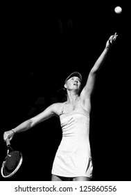 MELBOURNE - JANUARY 22: Maria Sharapova of Russia in her quarter final win over Ekaterina Makarova of Russia at the 2013 Australian Open on January 22, 2013 in Melbourne, Australia.