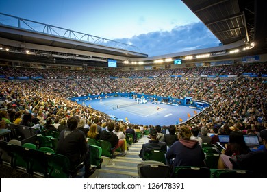 MELBOURNE - JANUARY 26: Crowd at Rod Laver Arena during the 2013 Australian Open Womens Championship Final on January 26, 2013 in Melbourne, Australia.