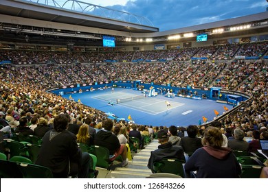 MELBOURNE - JANUARY 26: Crowd at Rod Laver Arena during the 2013 Australian Open Womens Championship Final on January 26, 2013 in Melbourne, Australia.