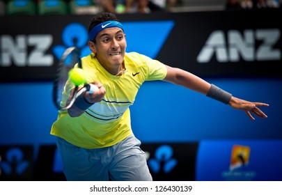 MELBOURNE - JANUARY 26: Nick Kyrgios Of Australia Winning The 2013 Australian Open Junior Boys Title On January 26, 2013 In Melbourne, Australia.