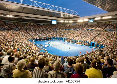 MELBOURNE - JANUARY 29: Rod Laver arena during the 2012 Australian Open final between Noval Djokavic of Serbia and Rafael Nadal of Spain on January 29, 2012 in Melbourne, Australia.