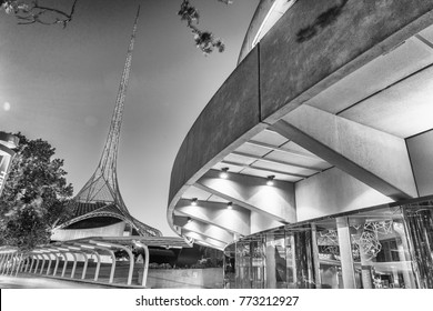 MELBOURNE - OCTOBER 2015: City Architecture In Southbank At Night. Melbourne Attracts 15 Million People Annually.