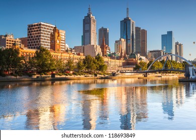 Melbourne skyline looking towards Flinders Street Station