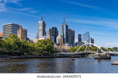 Melbourne skyline looking towards Flinders Street Station. Australia. - Powered by Shutterstock