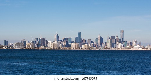 Melbourne Skyline On A Summer's Day From Port Phillip Bay