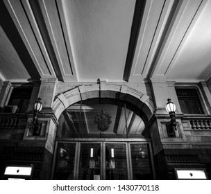 Melbourne Town Hall At Night Black And White 