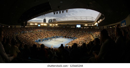 MELBOURNE,  VC - JANUARY 23: A General view of the interior of Rod Laver Arena during the 2013 Australian Open on January 23rd 2013 in Melbourne.