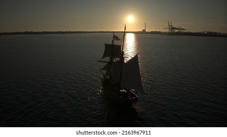 Melbourne, VIC, Australia - 5th May 2022 - Tall Ship Enterprize At Sunset.