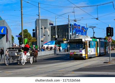 Melbourne, VIC / Australia - February 03 2015: Tram Network, The Public Transport In Melbourne