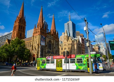 Melbourne, VIC / Australia - February 03 2015: Tram Network, The Public Transport In Melbourne