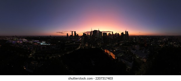 Melbourne, VIC, Australia - Sep 13, 2020 - Melbourne City Skyline At Sunset Or Night.